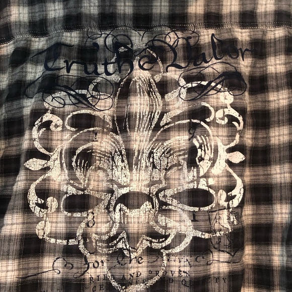 EXPRESS Truth & Valor Emblem Button Down Hoodie - Plaid Black, Grey & White.💥 - Picture 3 of 13